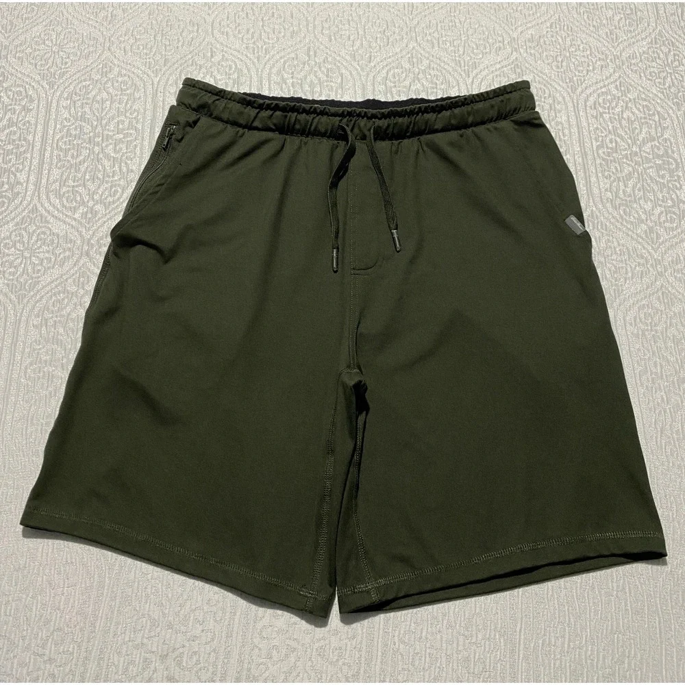 Eddie Bauer Lounge Mens Medium Olive Green Performance Shorts Drawstring Stretch